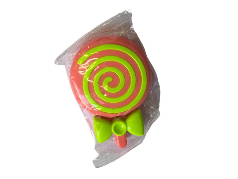Bow lollipop-shaped contact lens storage set, Colour: red base and yellow bow