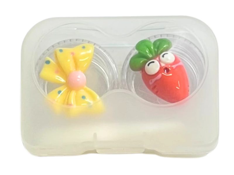 Carrot bow figure contact lens storage set, Colour: orange, yellow
