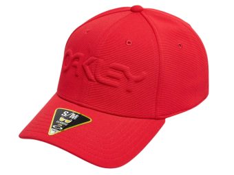 Oakley 912208-465 6 Panel Stretch Hat Embossed Red Line L/XL